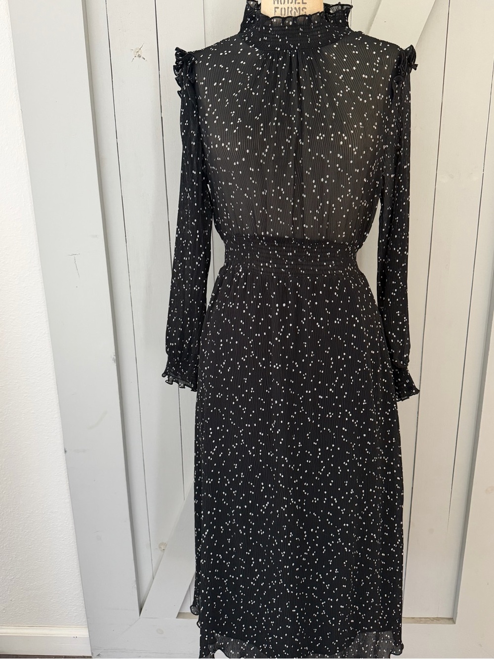 Zara Black Dress with White Polka Dots